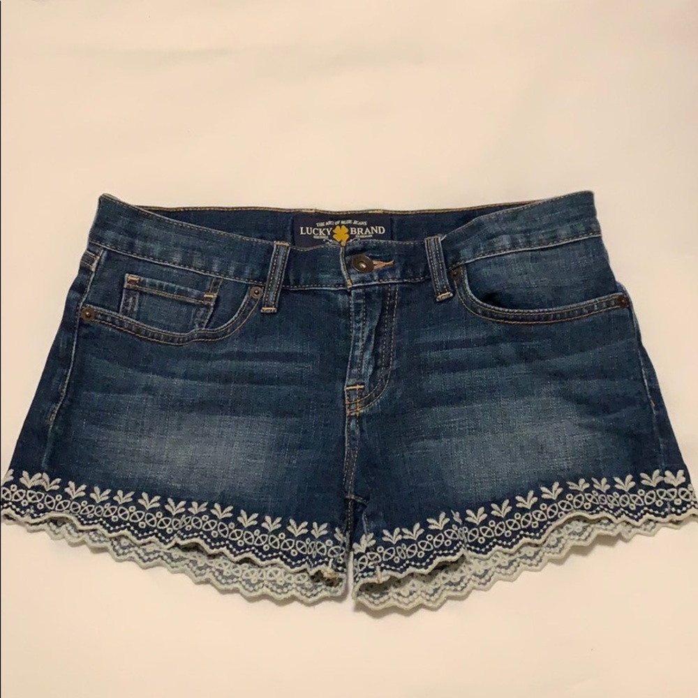Lucky Brand denim shorts with woven trim